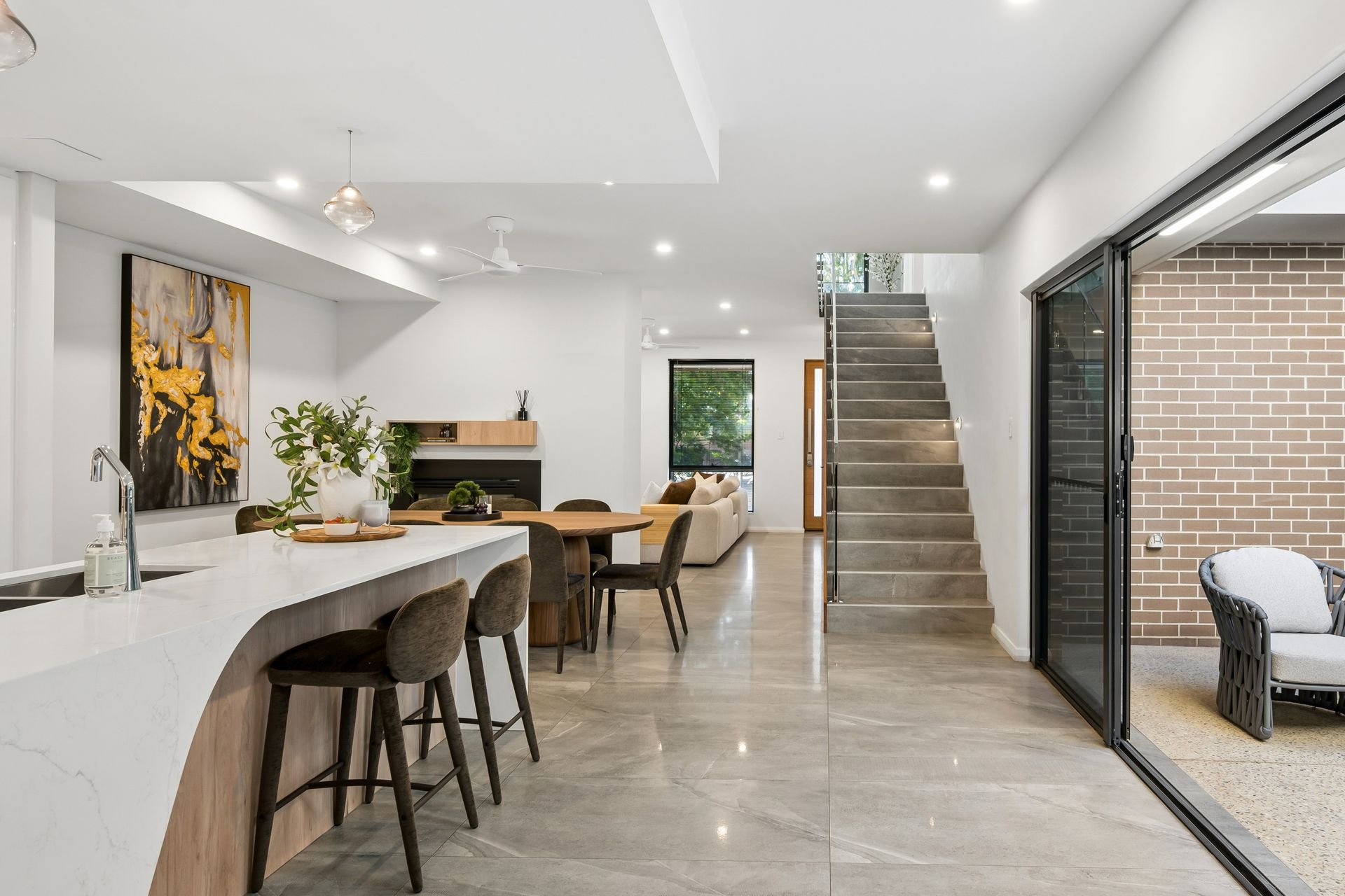 Open-plan living and dining space in a Mirage Stays residence