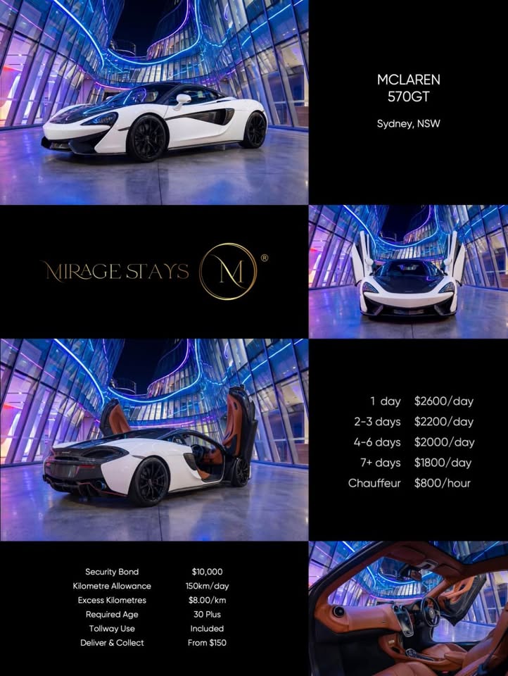 McLaren 570GT available for luxury vehicle hire in Sydney, NSW